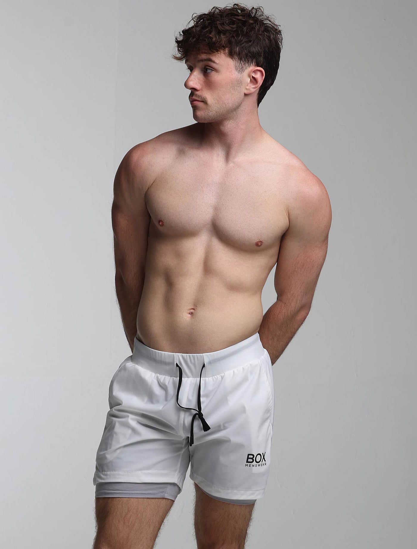 Mens Double Layer Sports Shorts - White - boxmenswear - {{variant_title}}