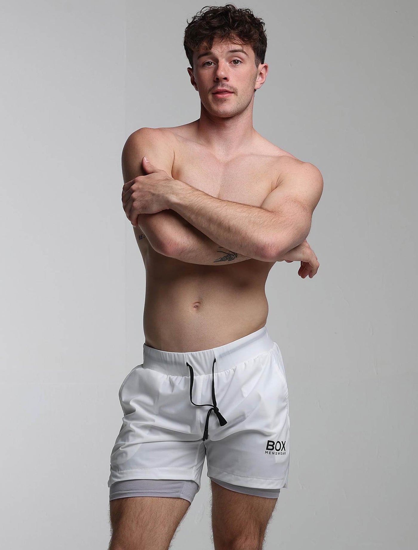 Mens Double Layer Sports Shorts - White - boxmenswear - {{variant_title}}
