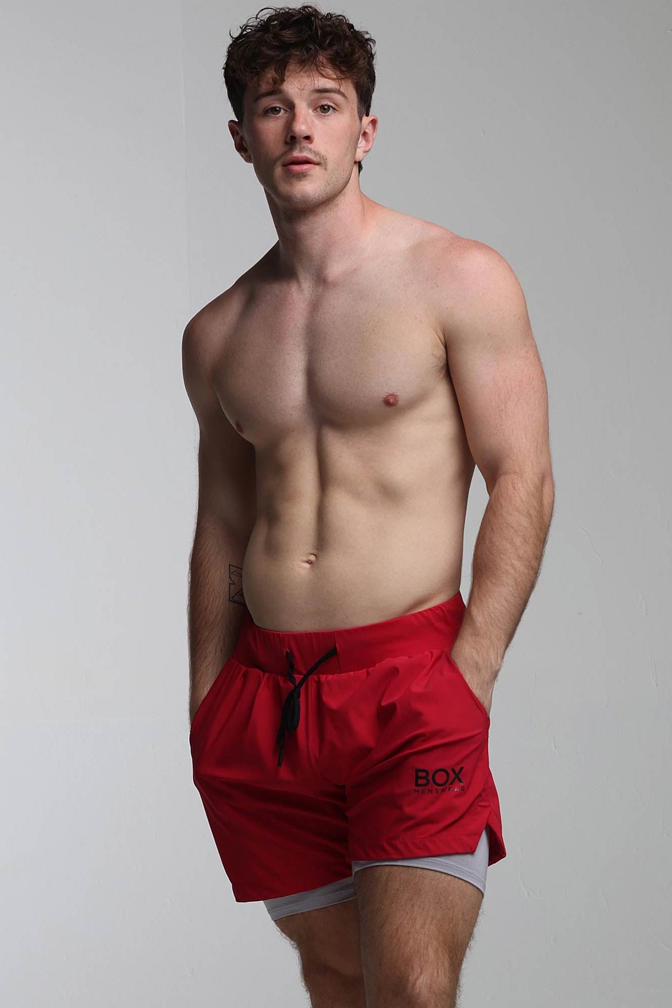 Mens Double Layer Sports Shorts - Crimson - boxmenswear - {{variant_title}}