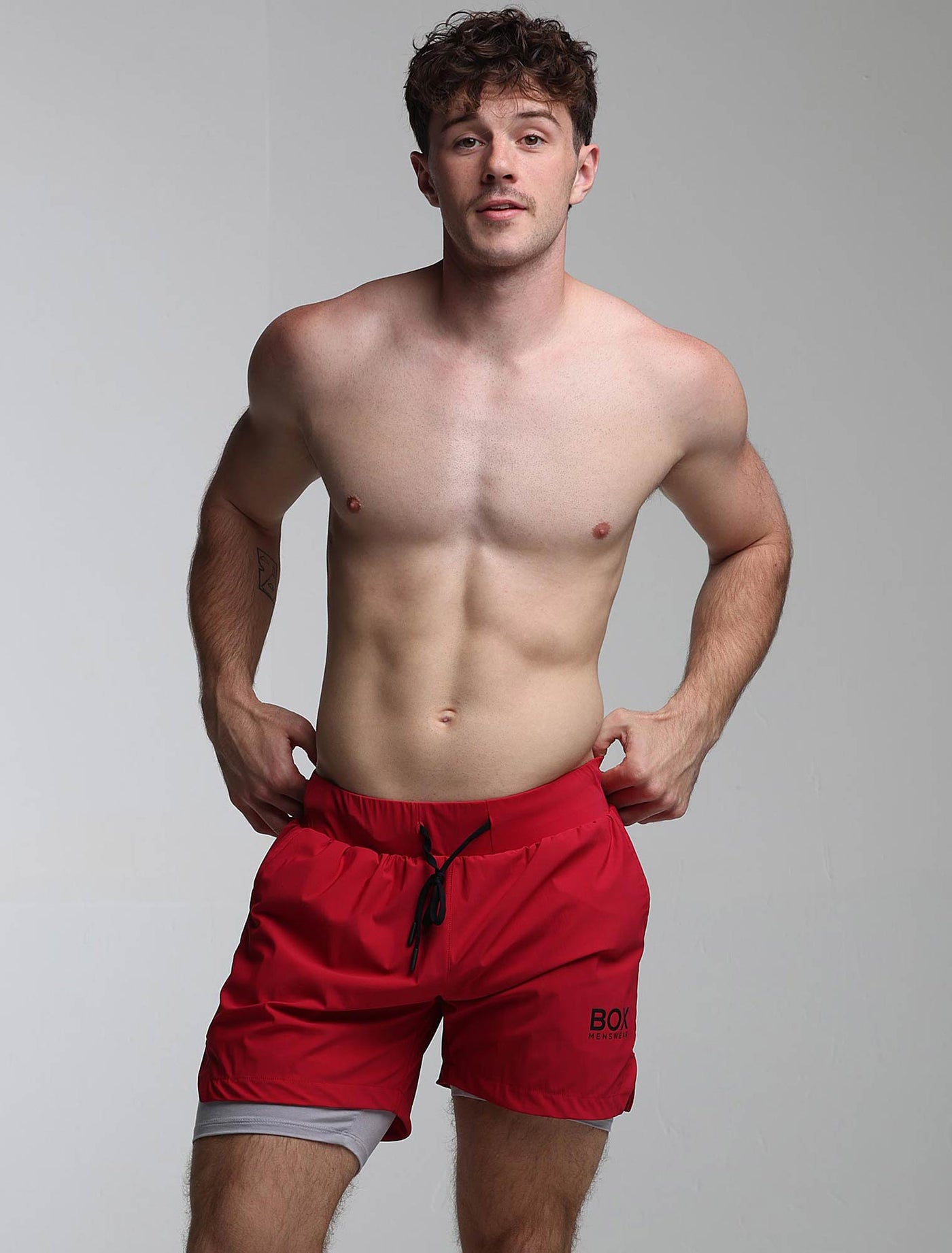 Mens Double Layer Sports Shorts - Crimson - boxmenswear - {{variant_title}}
