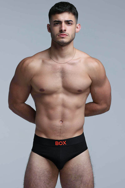 Colour Pop Briefs - Black & Orange - boxmenswear - {{variant_title}}