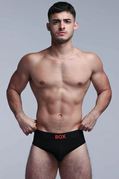 Colour Pop Briefs - Black & Orange - boxmenswear - {{variant_title}}
