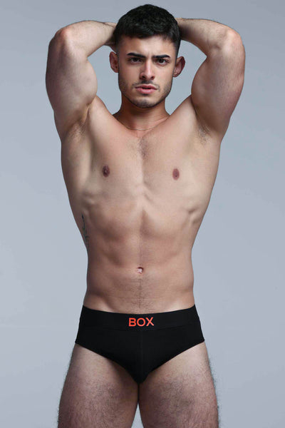 Colour Pop Briefs - Black & Orange - boxmenswear - {{variant_title}}