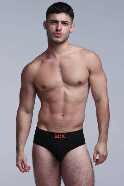 Colour Pop Briefs - Black & Orange - boxmenswear - {{variant_title}}