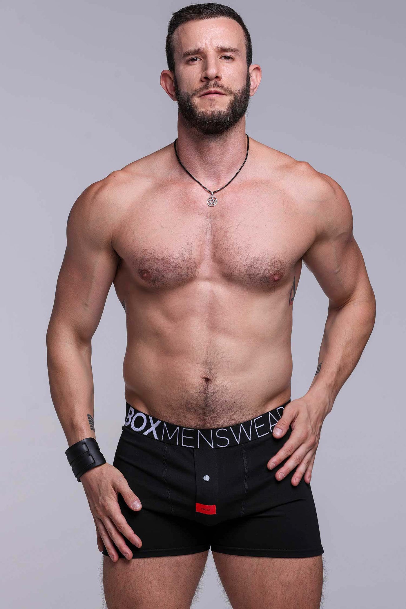 Box Menswhere Button-up Boxers - Black Gala – boxmenswear