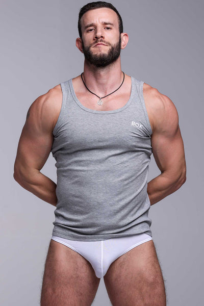 Mens Essential Ribbed Vest - Grey - boxmenswear - {{variant_title}}