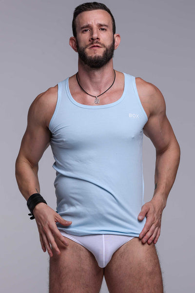 Mens Essential Ribbed Vest - Blue - boxmenswear - {{variant_title}}