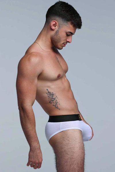 Metallic Modal Briefs - White & Gold - boxmenswear - {{variant_title}}