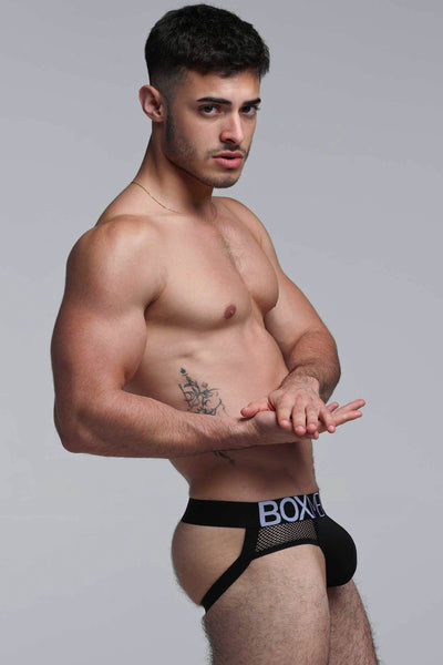 Totally Transparent Varsity Mesh Jockstrap - Direct Black - boxmenswear - {{variant_title}}