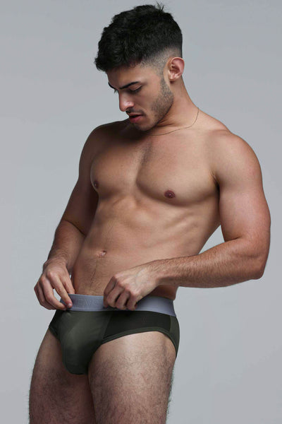 Mesh Panel Briefs - Château Green - boxmenswear - {{variant_title}}
