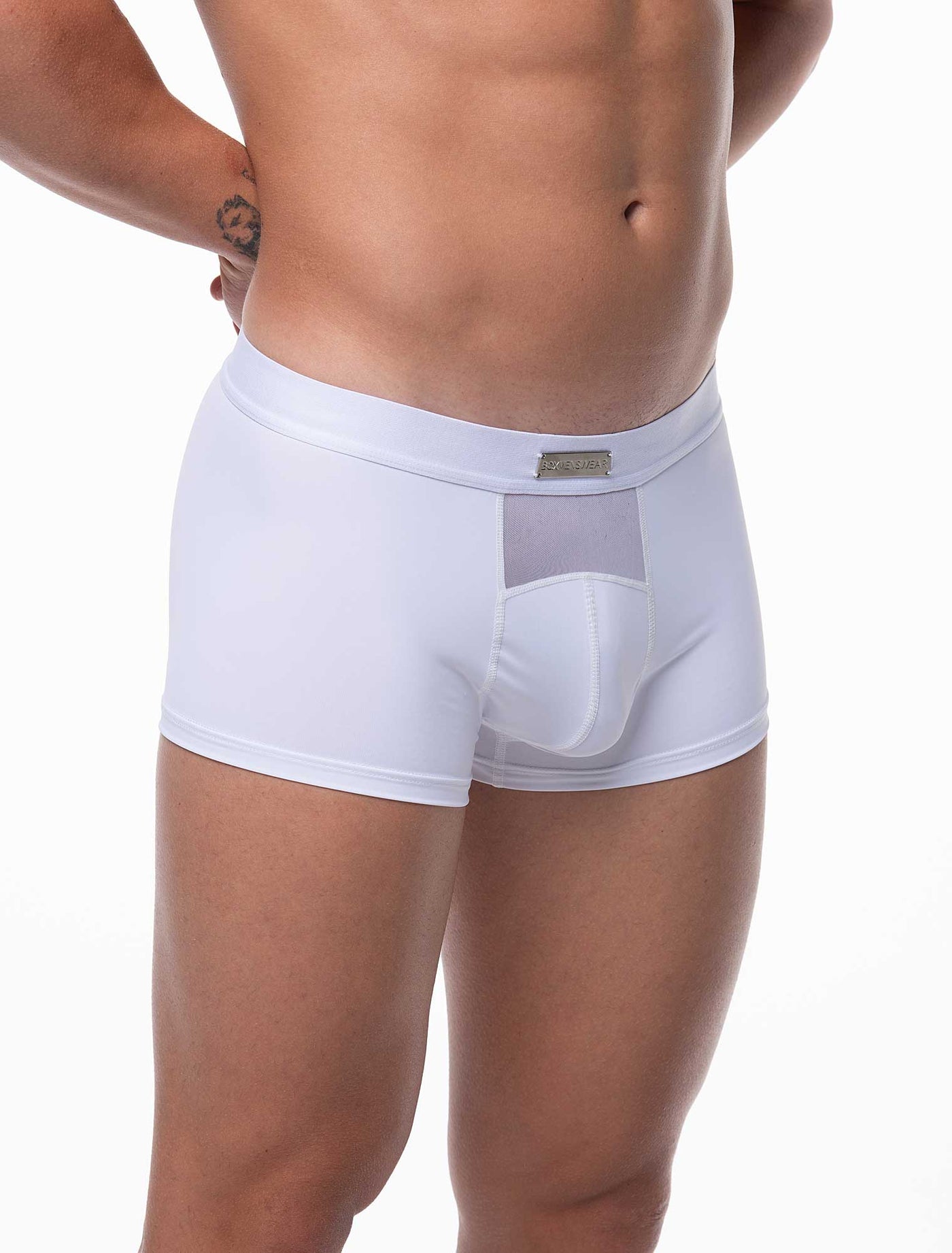 Mens Curved Mesh Boxers - White - boxmenswear - {{variant_title}}