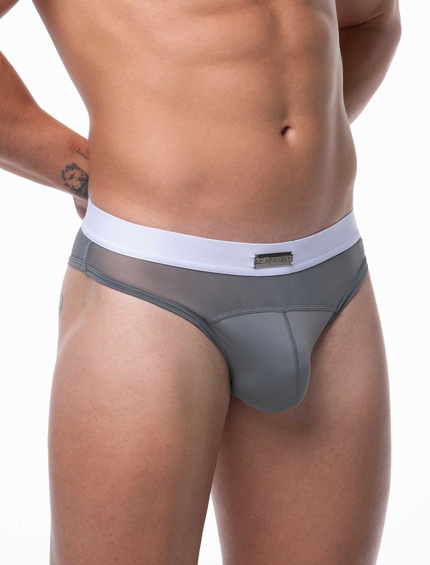 Mens Curved Mesh Thongs - Grey - boxmenswear - {{variant_title}}