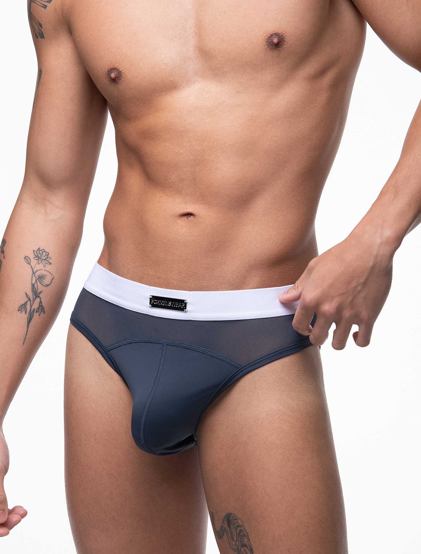 Mens Curved Mesh Briefs - Navy - boxmenswear - {{variant_title}}