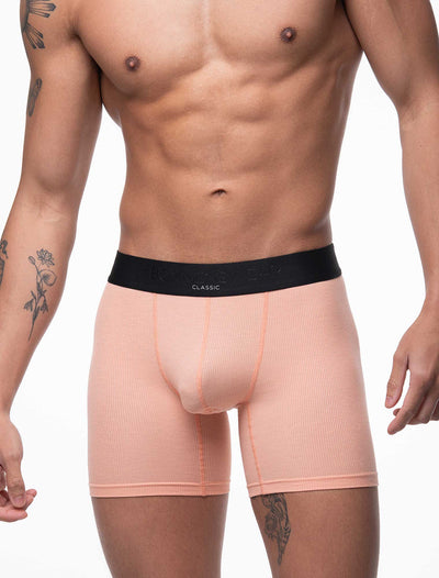 Mens Classic Ribbed Boxers - Peach - boxmenswear - {{variant_title}}