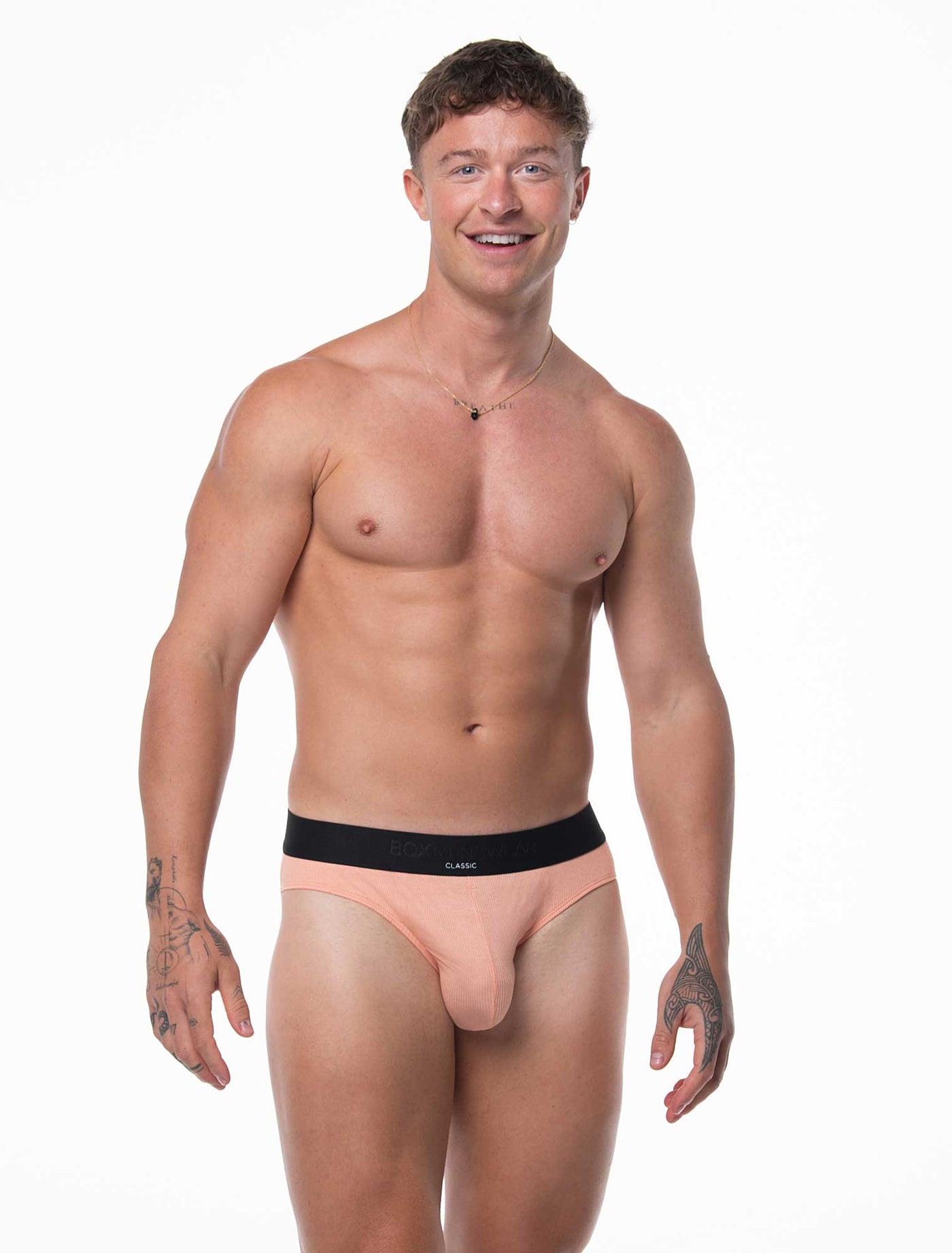 Mens Classic Ribbed Briefs - Peach - boxmenswear - {{variant_title}}