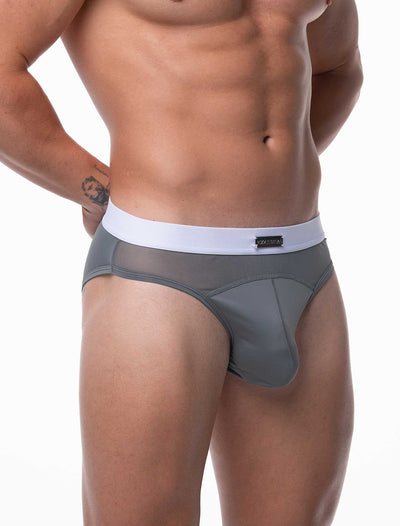 Mens Curved Mesh Briefs - Grey - boxmenswear - {{variant_title}}