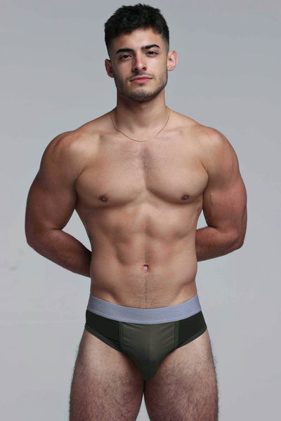 Mesh Panel Briefs - Château Green - boxmenswear - {{variant_title}}