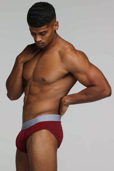 Mesh Panel Briefs - Burgundy Bordeaux - boxmenswear - {{variant_title}}