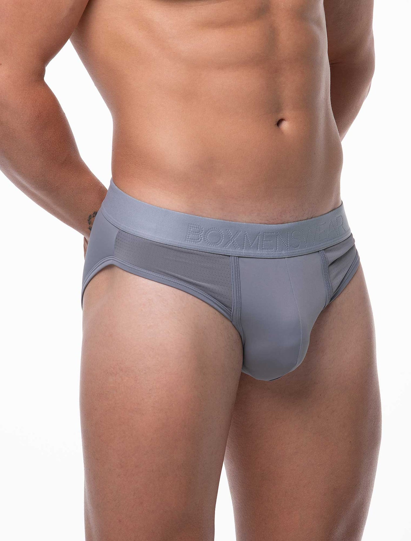 Mesh Panel Briefs - Regal Grey - boxmenswear - {{variant_title}}