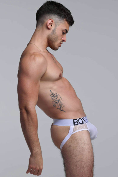 Totally Transparent Varsity Mesh Jockstrap - White - boxmenswear - {{variant_title}}
