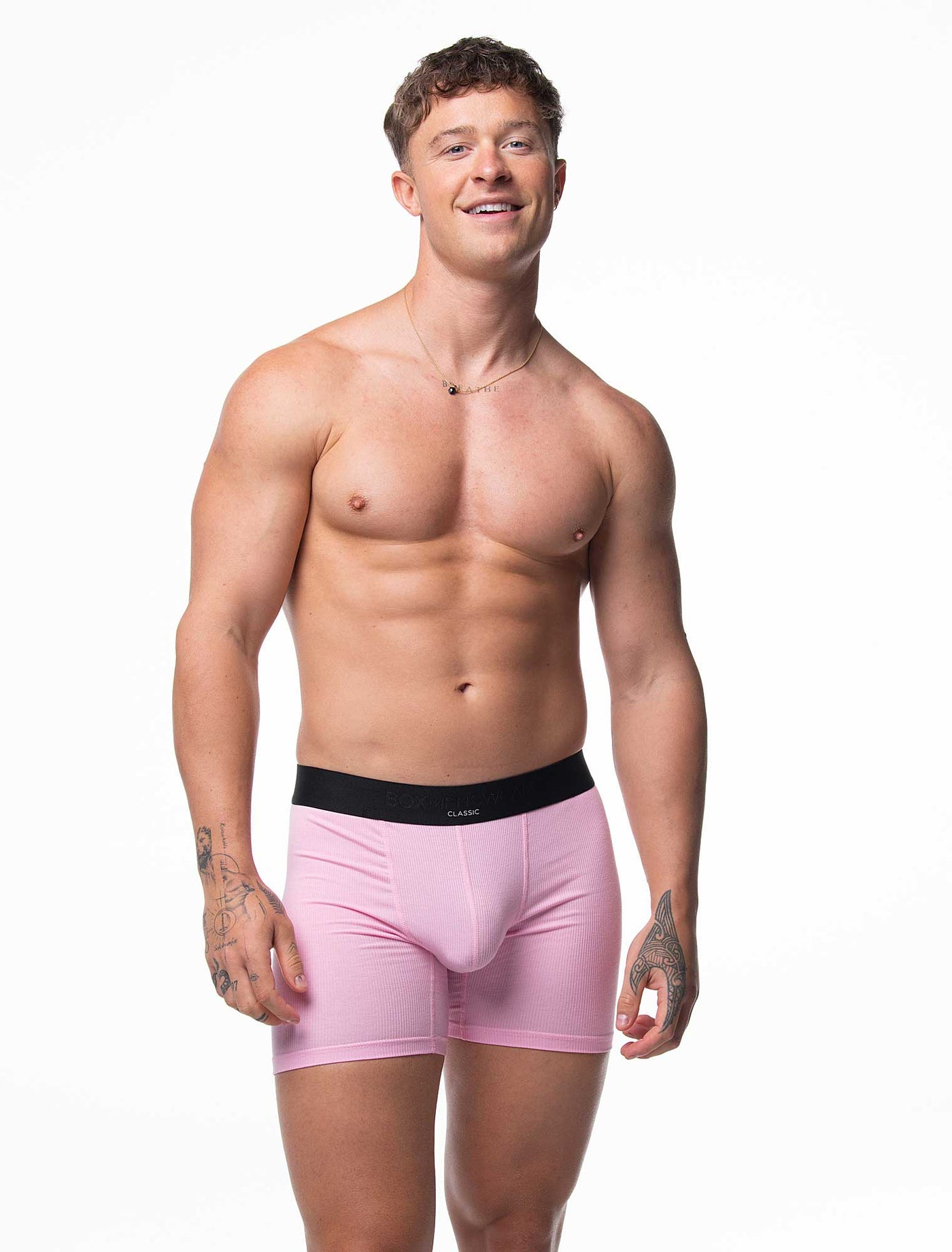 Mens Classic Ribbed Boxers - Pink - boxmenswear - {{variant_title}}