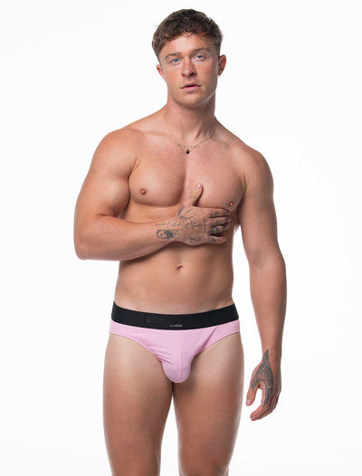 Mens Classic Ribbed Briefs - Pink - boxmenswear - {{variant_title}}