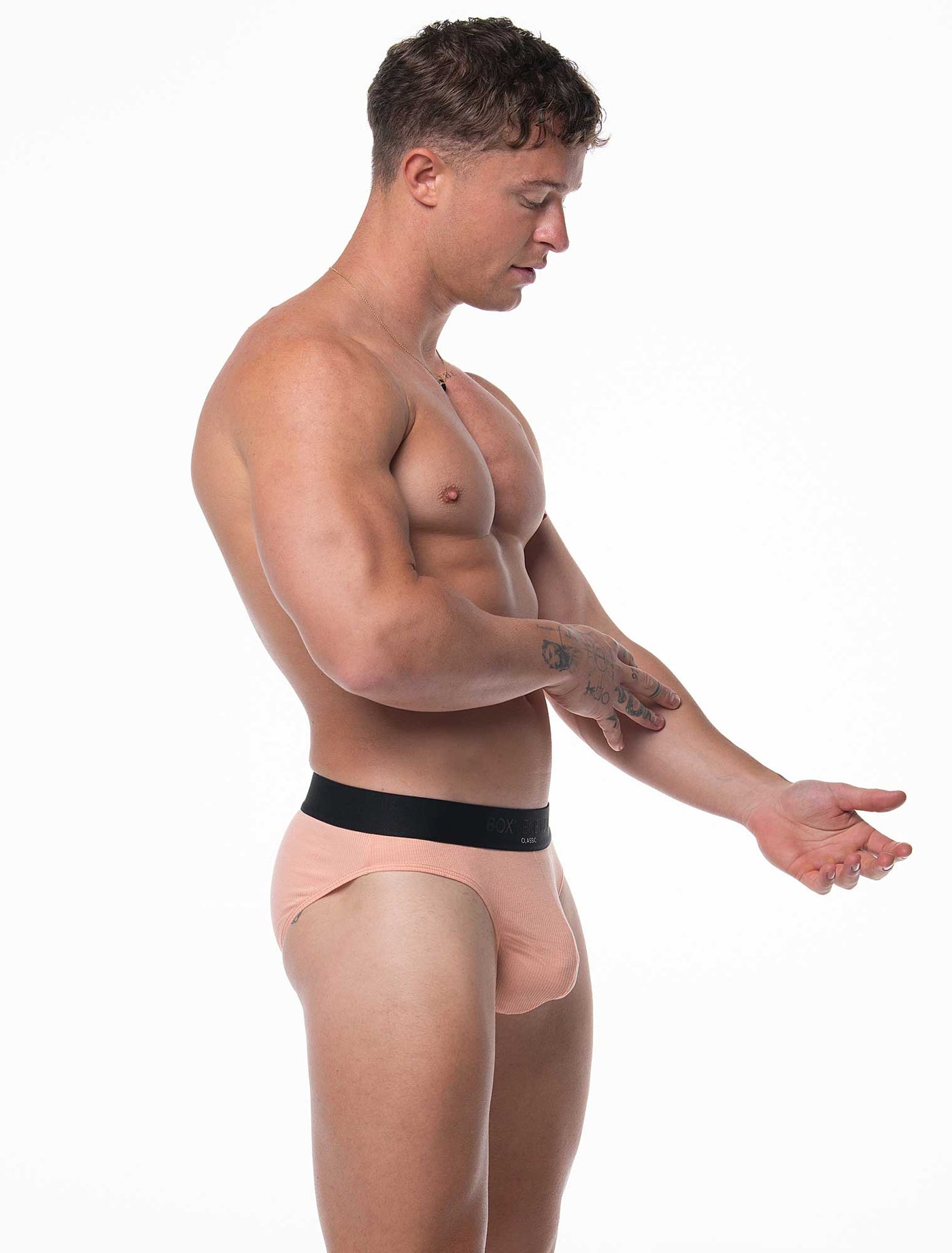 Mens Classic Ribbed Briefs - Peach - boxmenswear - {{variant_title}}