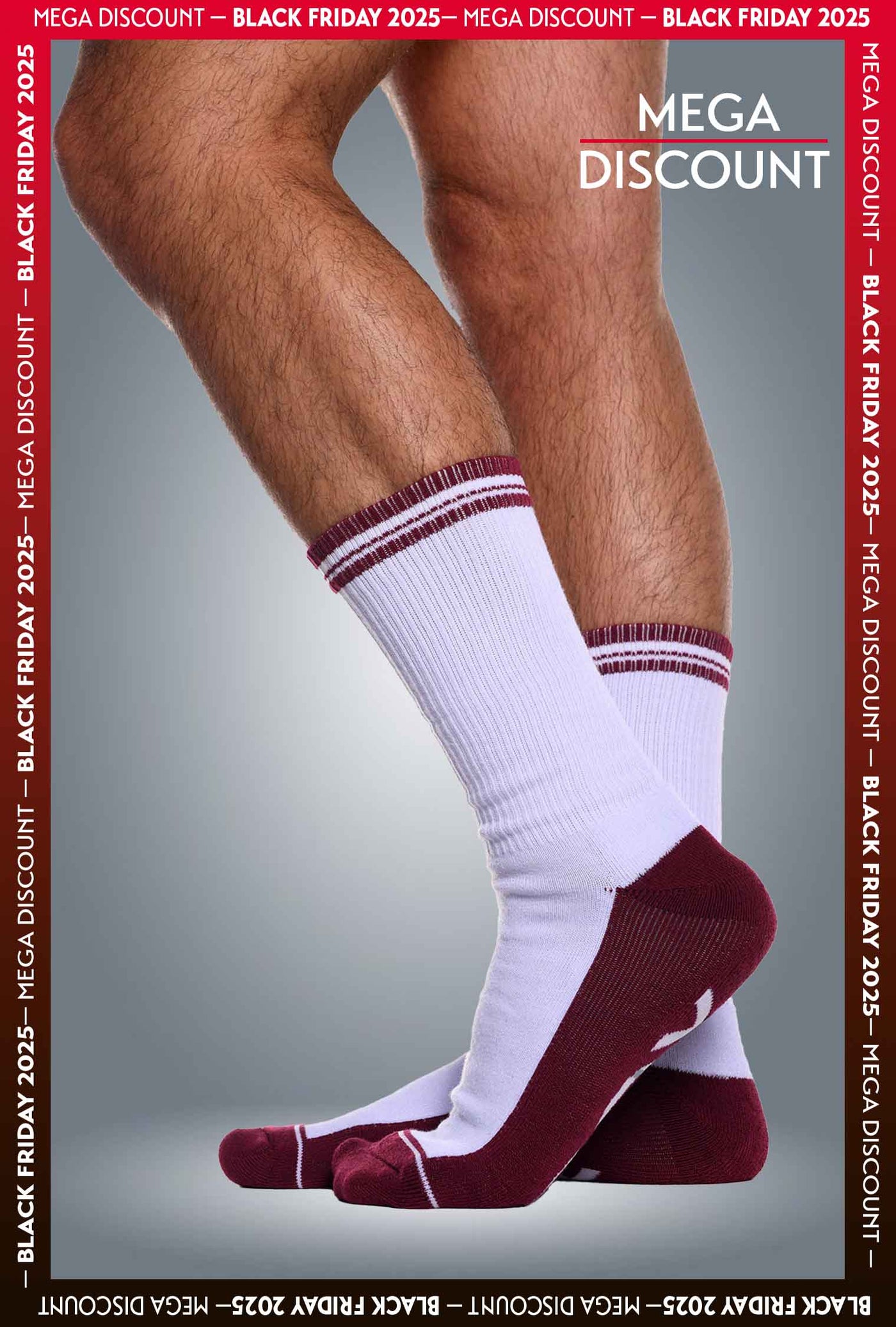 Arctic White & Burgundy - Lux Sports Socks - boxmenswear - {{variant_title}}