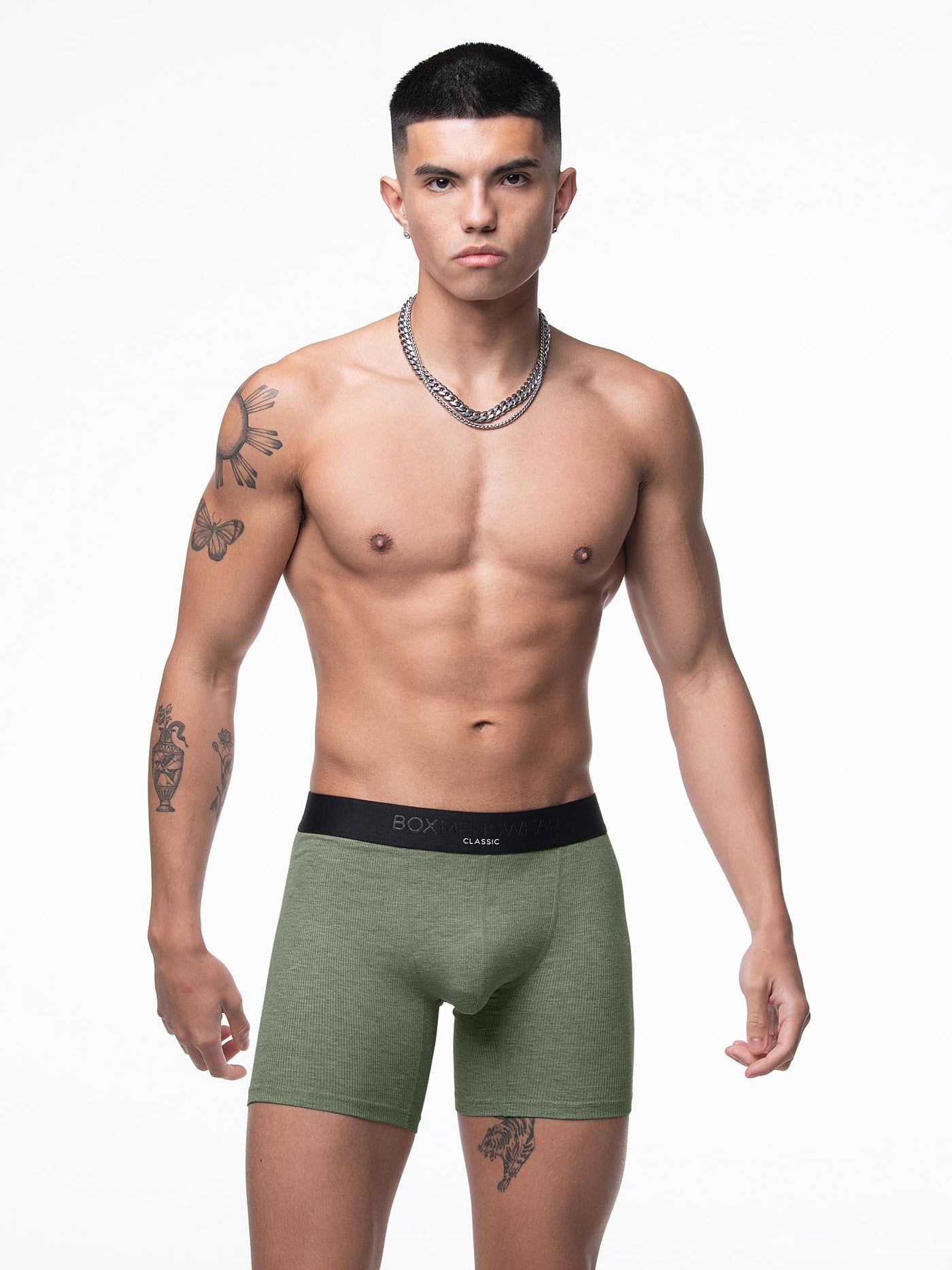 Mens Classic Ribbed Boxers - Green - boxmenswear - {{variant_title}}