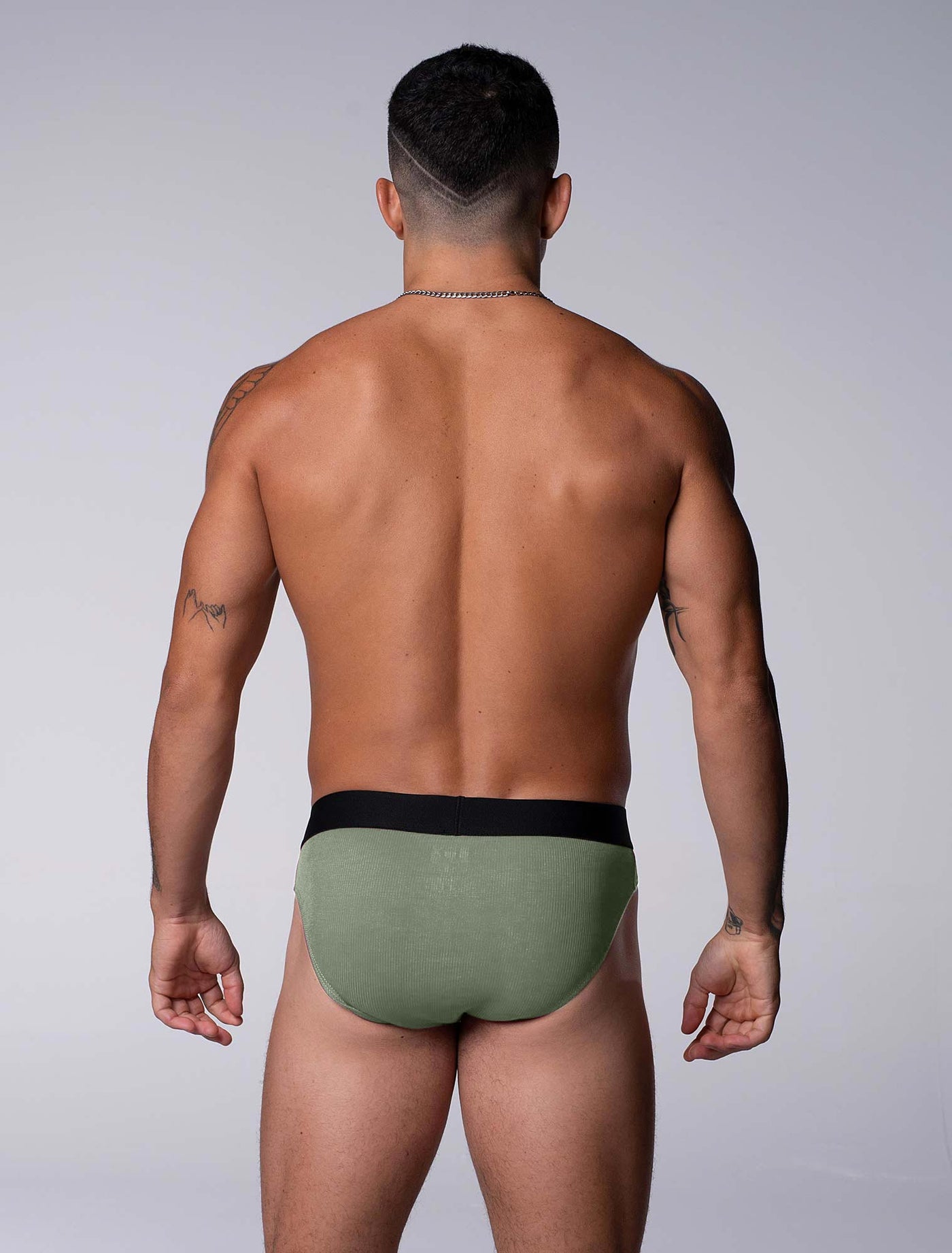 Mens Classic Ribbed Briefs - Green - boxmenswear - {{variant_title}}