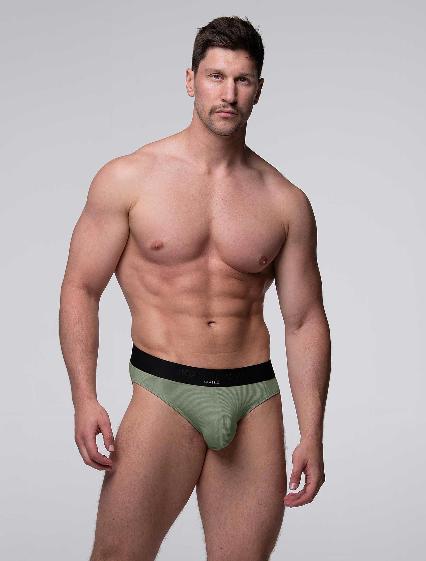 Mens Classic Ribbed Briefs - Green - boxmenswear - {{variant_title}}