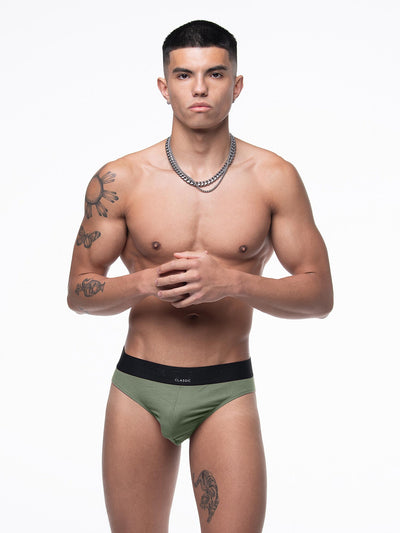 Mens Classic Ribbed Briefs - Green - boxmenswear - {{variant_title}}