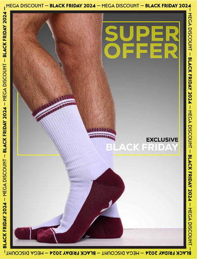 Arctic White & Burgundy - Lux Sports Socks - boxmenswear - {{variant_title}}