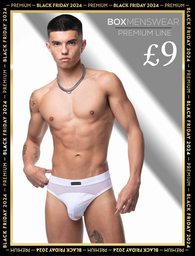 Mens Curved Mesh Briefs - White - boxmenswear - {{variant_title}}