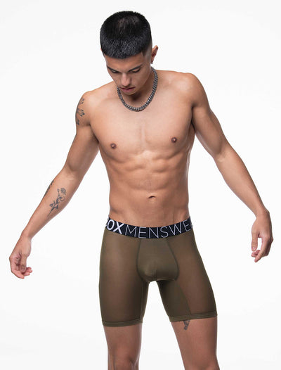 King Fit Mesh Panel - Transparent Crotch: Olive Green - boxmenswear - {{variant_title}}