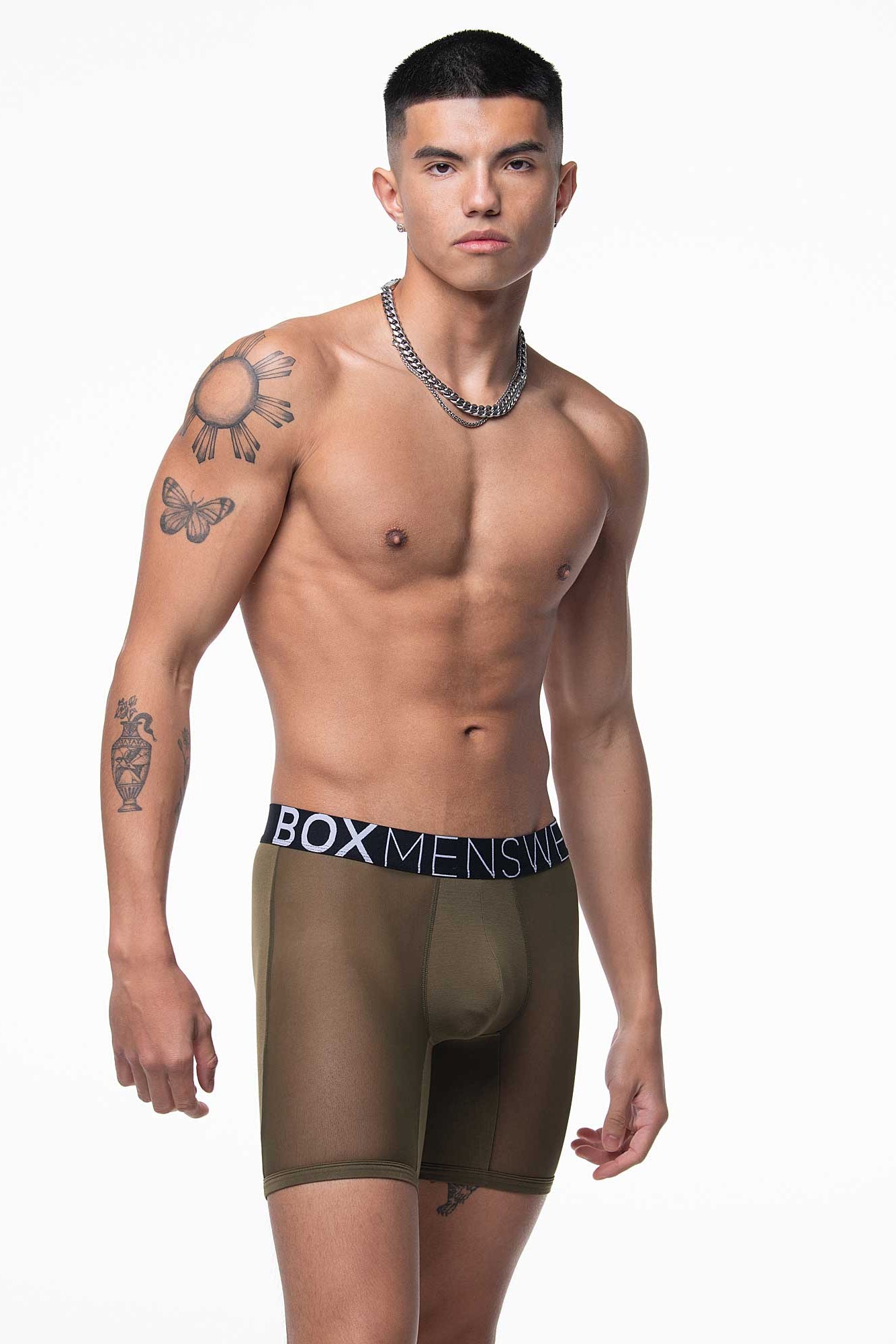 King Fit Mesh Panel - Transparent Crotch: Olive Green - boxmenswear - {{variant_title}}
