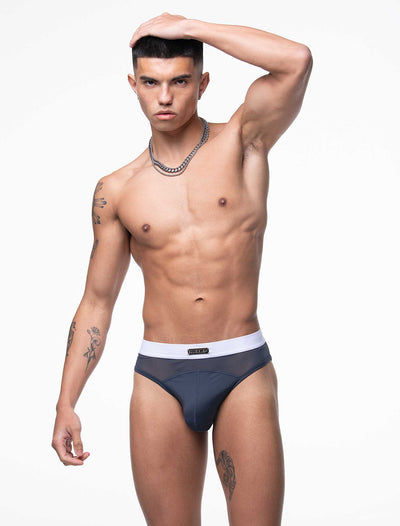 Mens Curved Mesh Briefs - Navy - boxmenswear - {{variant_title}}