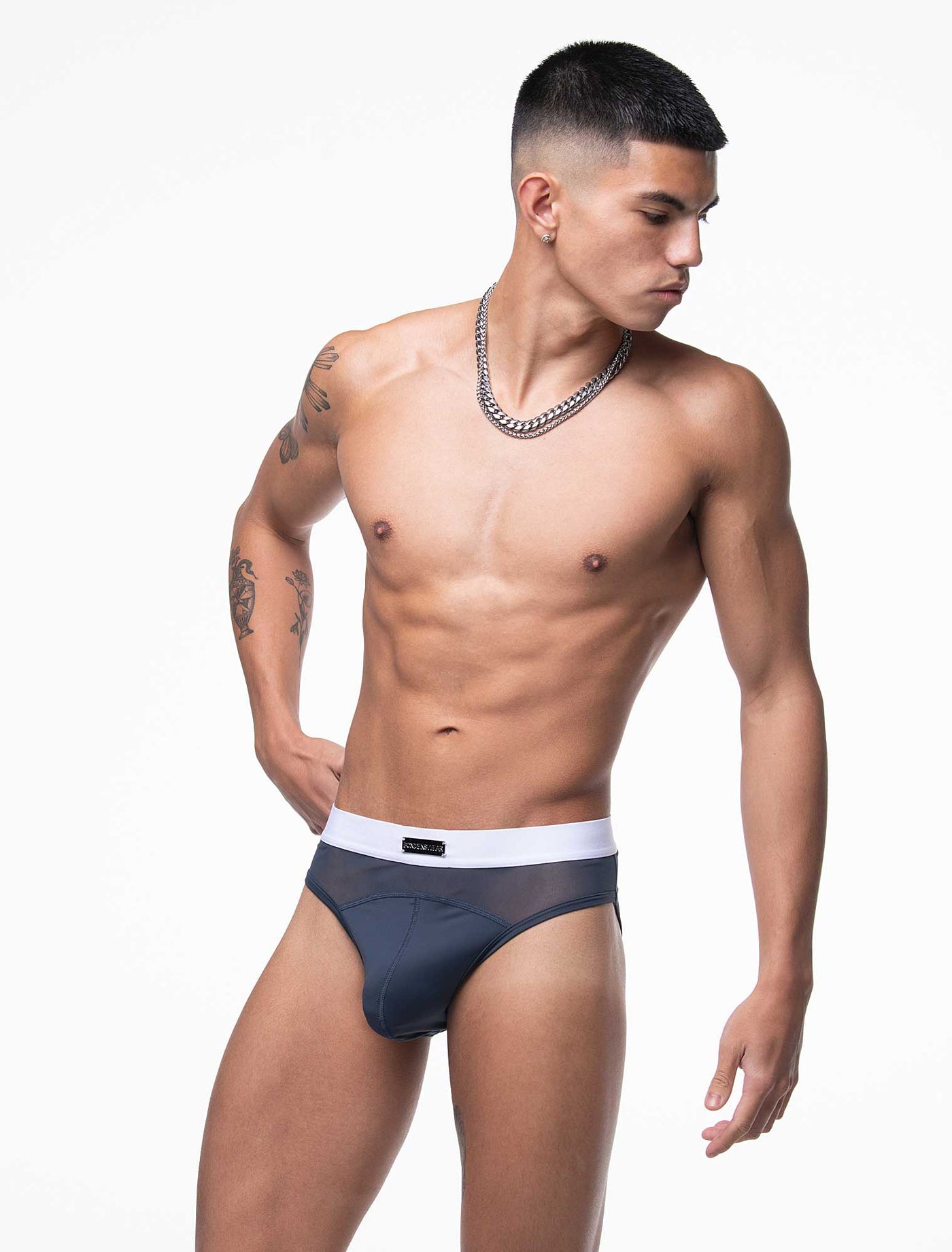 Mens Curved Mesh Briefs - Navy - boxmenswear - {{variant_title}}