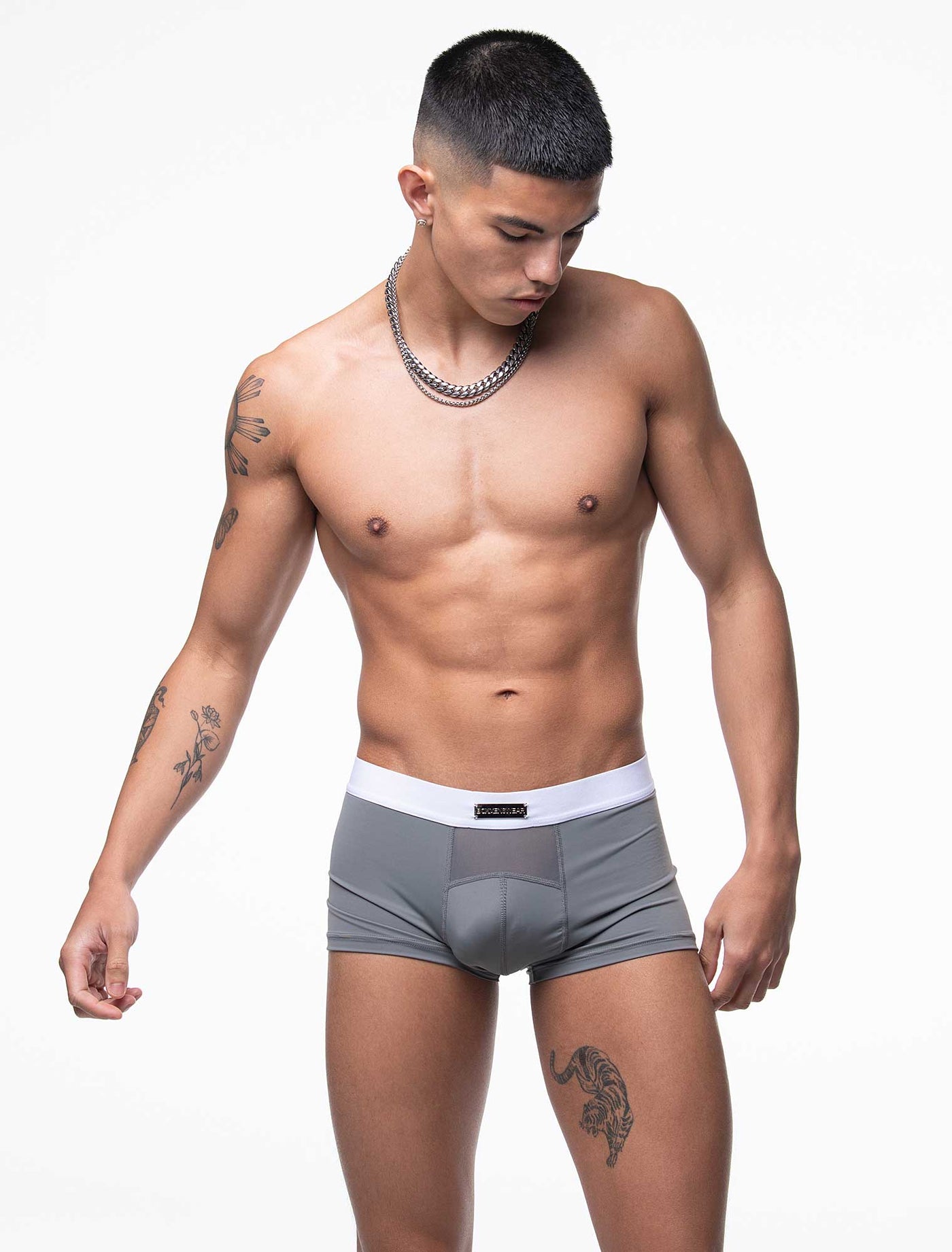 Mens Curved Mesh Boxers - Grey - boxmenswear - {{variant_title}}