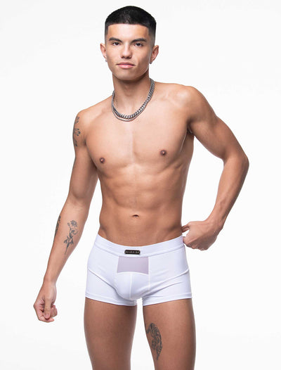 Mens Curved Mesh Boxers - White - boxmenswear - {{variant_title}}