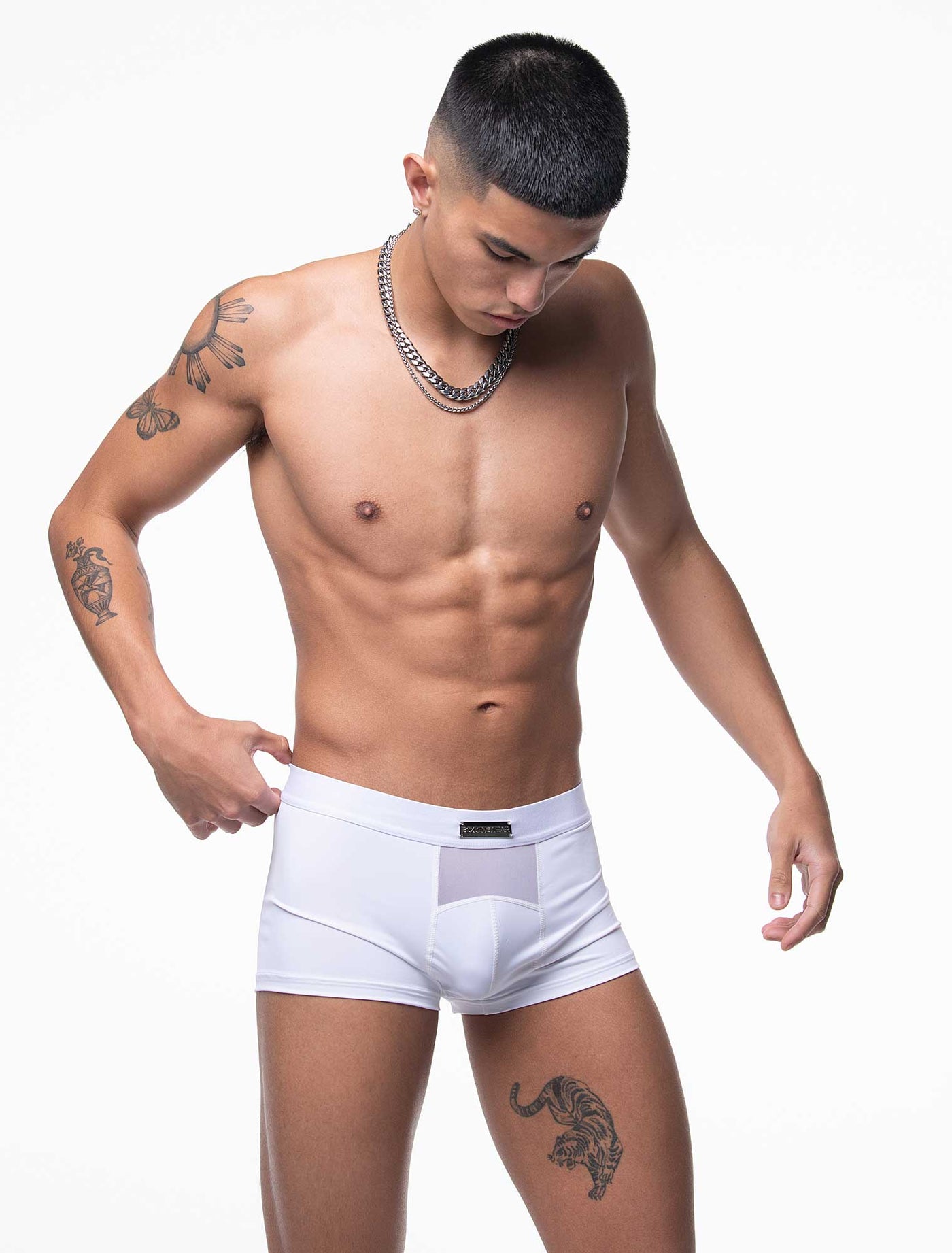 Mens Curved Mesh Boxers - White - boxmenswear - {{variant_title}}