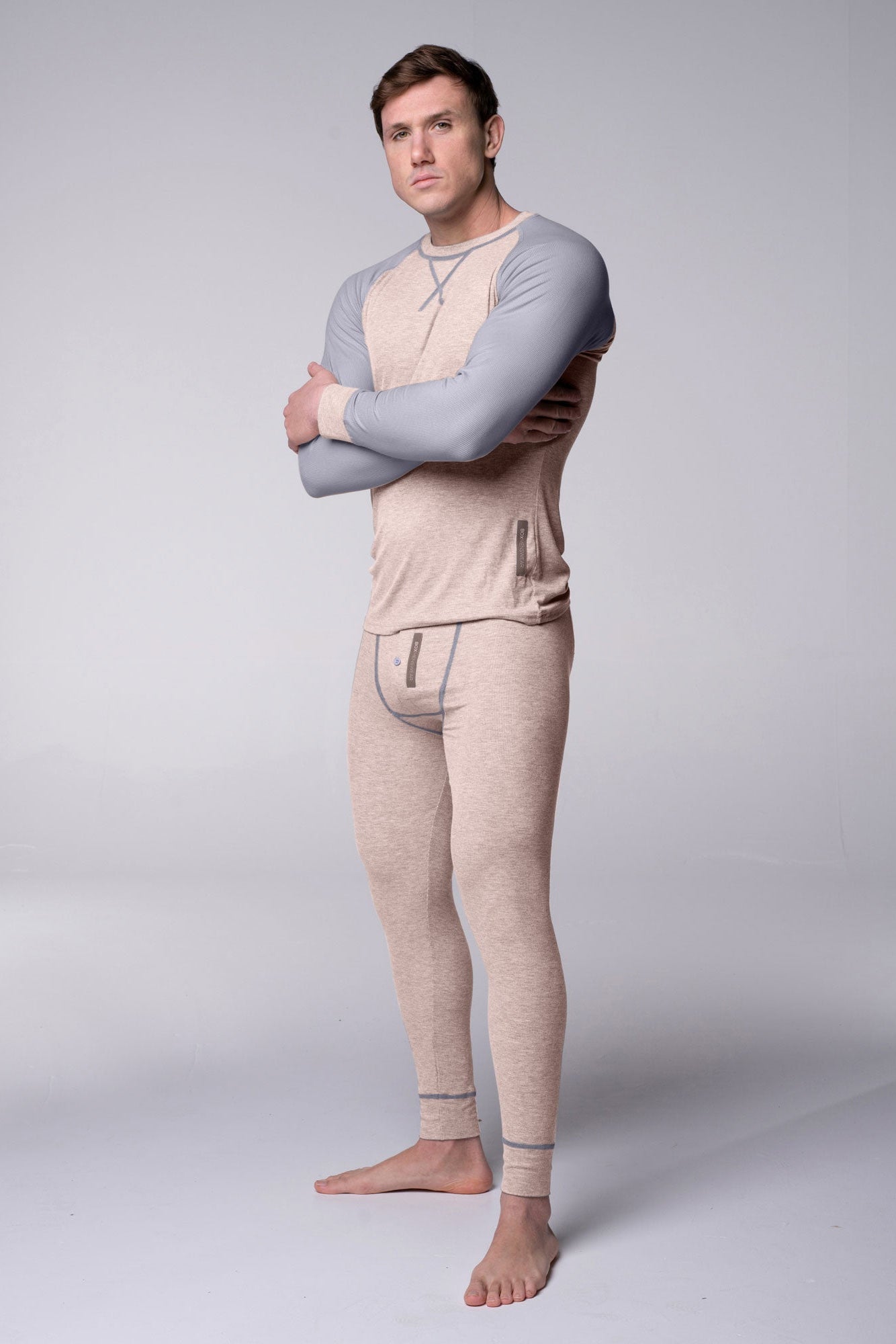 Mens Ribbed Pyjama Sets - Comfort Cream - boxmenswear - {{variant_title}}