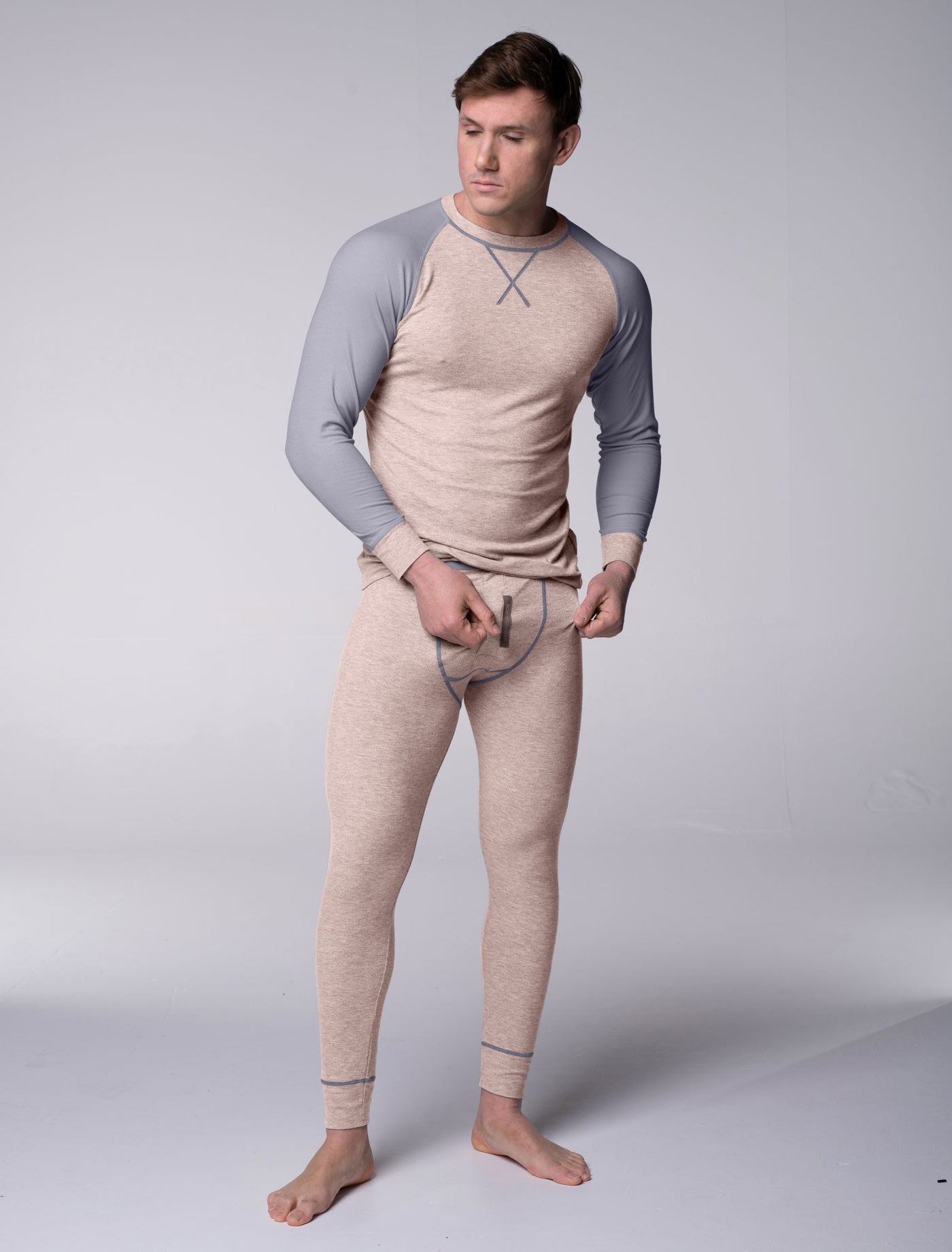 Mens Ribbed Pyjama Sets - Comfort Cream - boxmenswear - {{variant_title}}