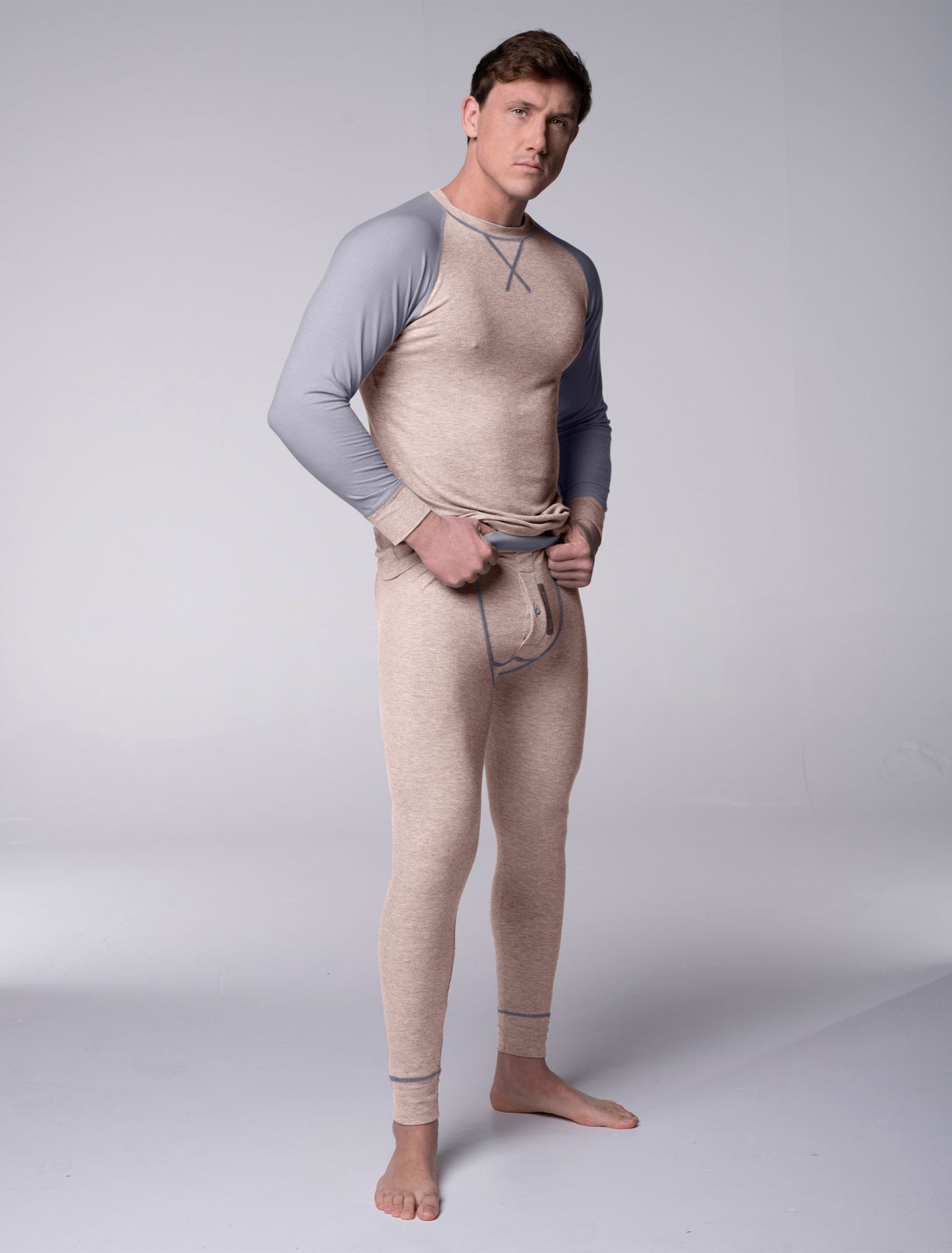 Mens Ribbed Pyjama Sets - Comfort Cream - boxmenswear - {{variant_title}}