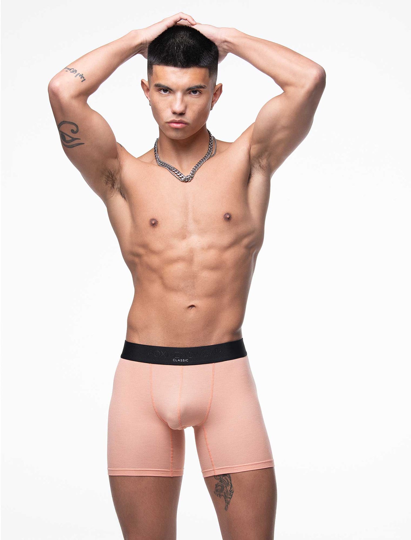 Mens Classic Ribbed Boxers - Peach - boxmenswear - {{variant_title}}