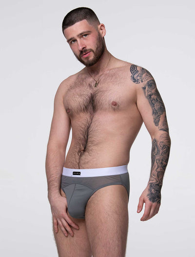 Mens Curved Mesh Briefs - Grey - boxmenswear - {{variant_title}}