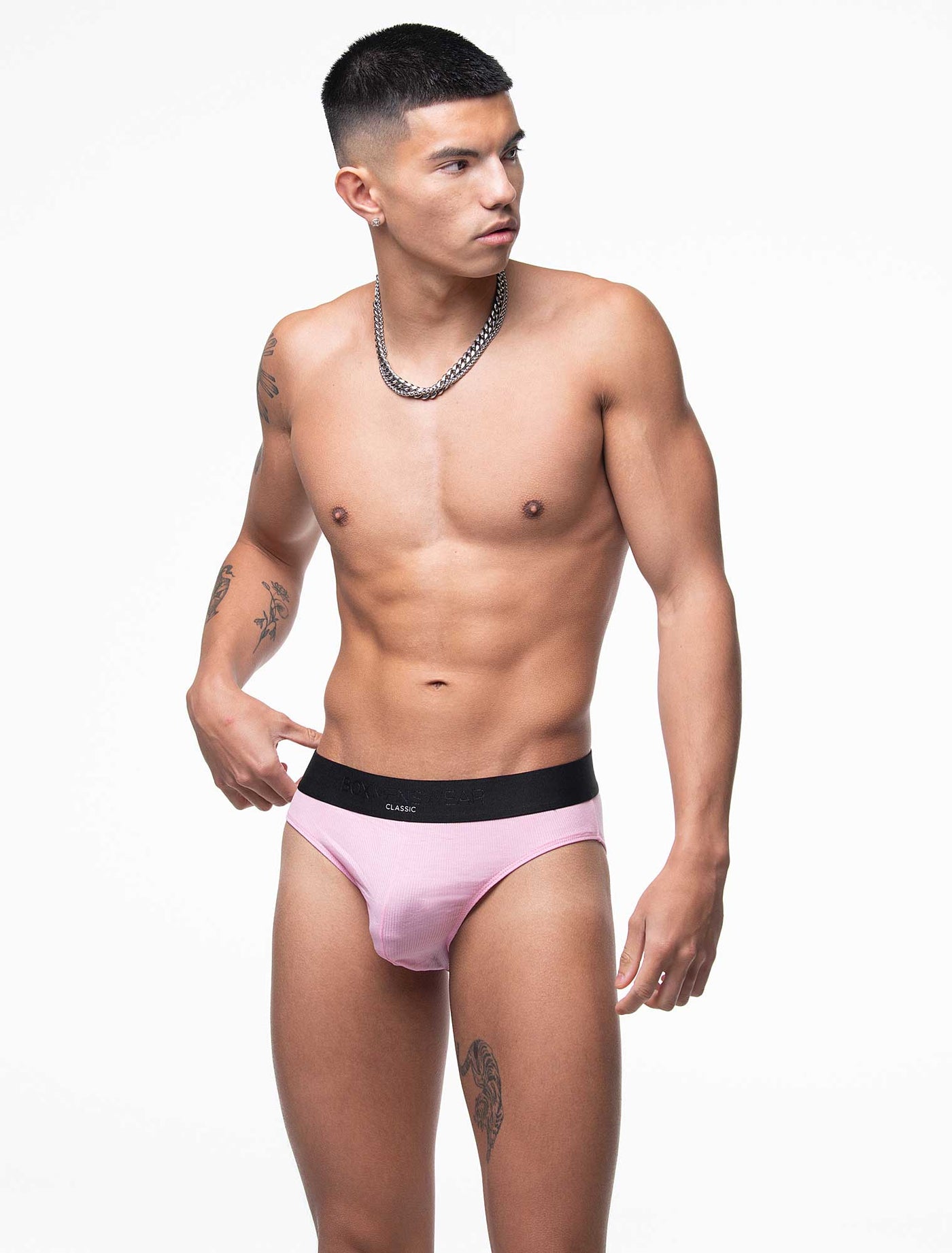 Mens Classic Ribbed Briefs - Pink - boxmenswear - {{variant_title}}