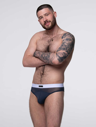 Mens Curved Mesh Thongs - Navy - boxmenswear - {{variant_title}}