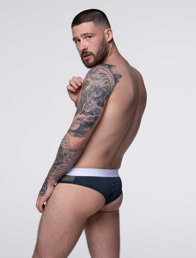 Mens Curved Mesh Thongs - Navy - boxmenswear - {{variant_title}}