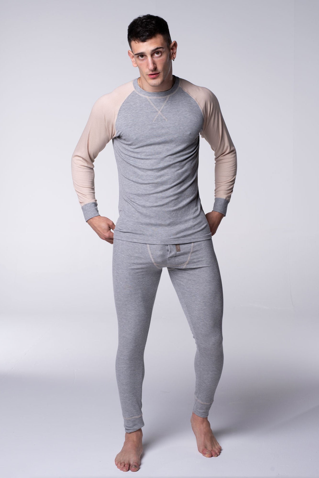 Mens Ribbed Pyjama Sets - Melange Grey - boxmenswear - {{variant_title}}